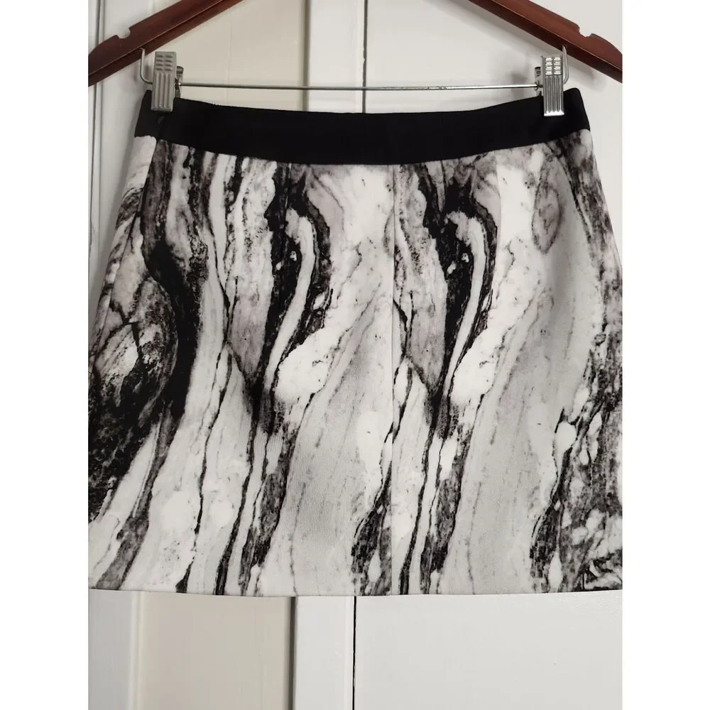 Zara Black And White Marble Mini Skirt